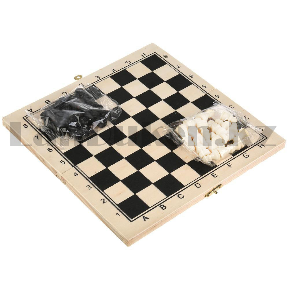 Мини Шахматы, шашки и нарды пластиковые 3 в 1 деревянная доска 21х20,7 см - фото 10 - id-p88281153