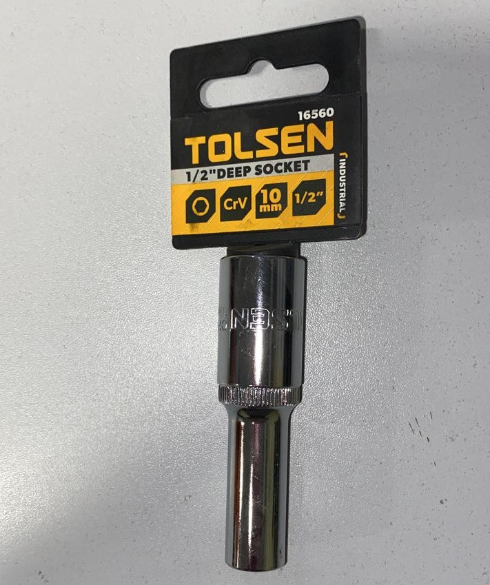 Головка 1/2" для отвертки 10мм 16560 / Tolsen,1/2" Deep socket (Industrial) 10mm 16560 - фото 1 - id-p81401203