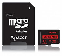 Карта памяти Apacer АР64GMCSX10U5-R MicroSDXC 64GB с адаптером SD