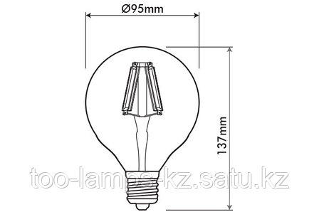 Светодиодная декоративная лампа LEDISONE-RETRO/G95/8W/SMD/E27/25K/220V/CBOX, фото 2