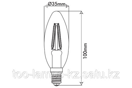 Светодиодная лампа LEDISONE/4W/SMD/E14/27K/220V/C35/CND/CLR/PVC, фото 2