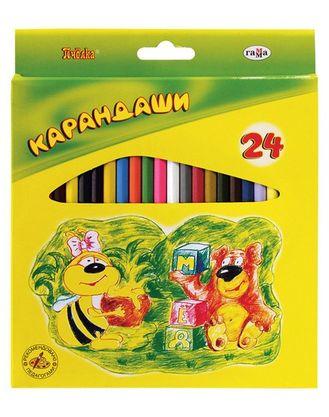 Карандаши Гамма, 24 цвета, серия "Пчёлка", в картонной упаковке