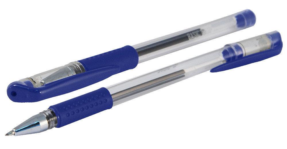 Ручка гелевая синяя Silwerhof Basic 0,5мм с резиновый держатель