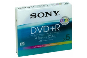 Диск DVD+R 4.7GB Color slim case, 120min, 5pk