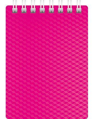 Блокнот "Hatber", 80л, А7, клетка, пластиковая обложка, на гребне, серия "Diamond Neon Розовый"