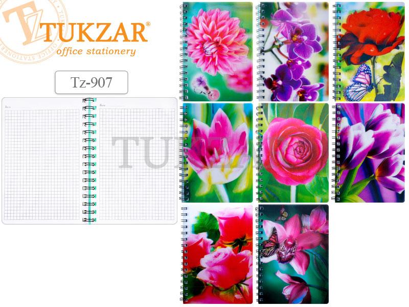 Блокнот А5  голограмма ,  ассорти на гребне Tukzar серия "цветы"