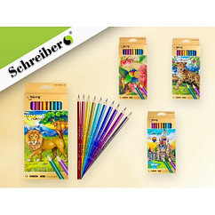Набор цветных карандашей, 12 цветов металлик, трехгранный корпус Schreiber