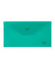 Папка-конверт пластиковая "Hatber", C6, 224x119мм, 180мкм, на кнопке, зелёная