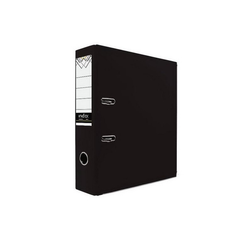 Папка-регистратор INDEX А4, корешок 80 мм., PVC, с металлической окантовкой, черная