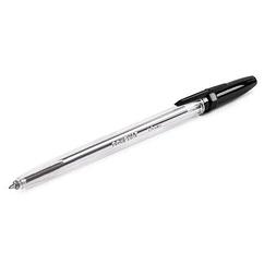 Ручка шарик. 1.0 мм черная, прозр. корпус, цв. колпачок Basir.