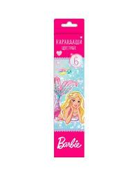 Карандаши "Hatber VK", 6 цветов, серия "Barbie", в картонной упаковке