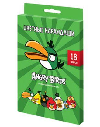 Карандаши "Hatber", 18 цветов, серия "Angry Birds №1", в картонной упаковке