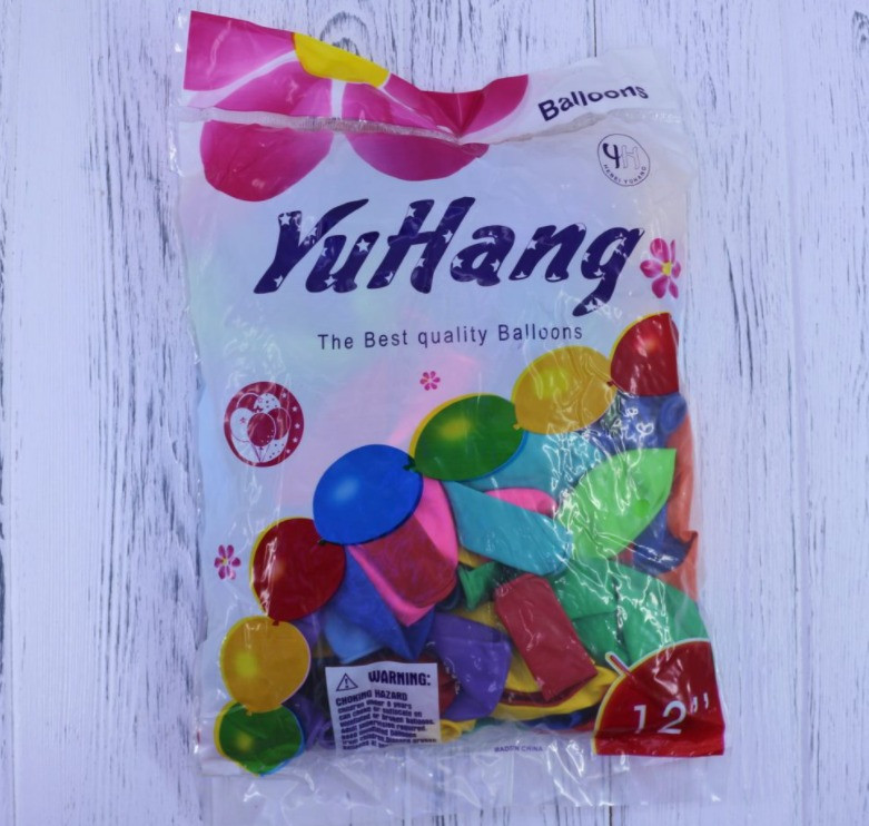 Воздушные шары разноцветные с черными эмодзи Шарики с улыбкой YuHang 12" упаковка 100 шт - фото 3 - id-p73889014