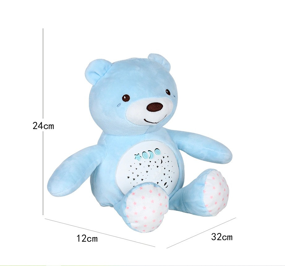 Детский ночник на батарейках со звуковыми и музыкальными эффектами 2 в 1 медвежонок Dream голубой - фото 6 - id-p88400998