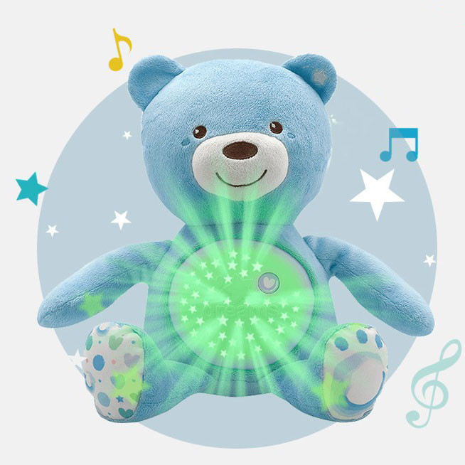 Детский ночник на батарейках со звуковыми и музыкальными эффектами 2 в 1 медвежонок Dream голубой - фото 2 - id-p88400998