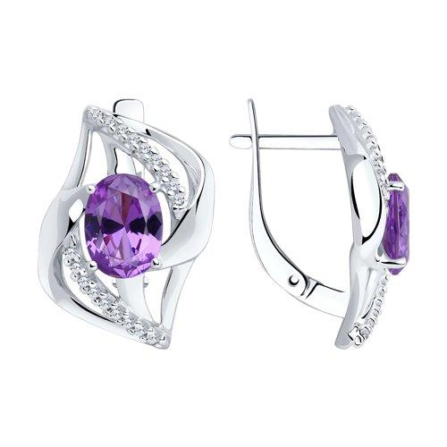 Серьги DIAMANT ( SOKOLOV ) серебро с родием, ситал синт. фианит 94-320-00569-2