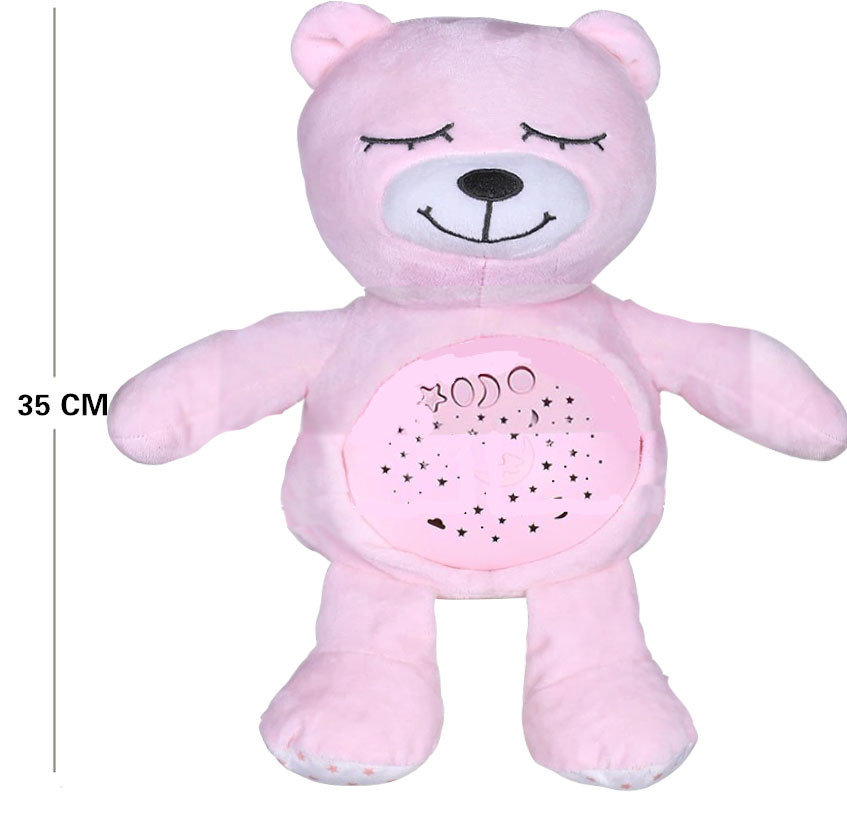 Детский ночник на батарейках со звуковыми и музыкальными эффектами 2 в 1 медвежонок Dream розовый - фото 4 - id-p88420049