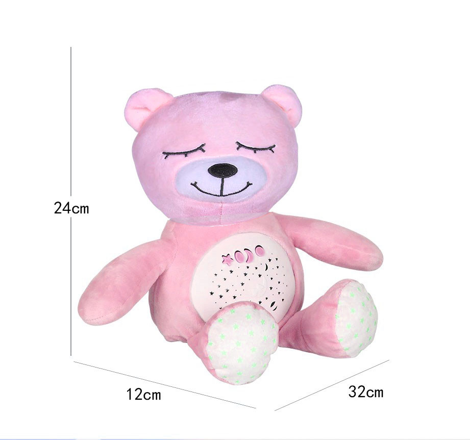 Детский ночник на батарейках со звуковыми и музыкальными эффектами 2 в 1 медвежонок Dream розовый - фото 5 - id-p88420049