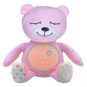 Детский ночник на батарейках со звуковыми и музыкальными эффектами 2 в 1 медвежонок Dream розовый - фото 10 - id-p88420049
