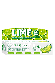 Детская Зубная паста PRESIDENT Junior 6+ Lime 50RDA 50мл