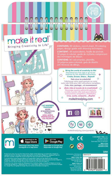 Make It Real Скэтчбук Блокнот с трафаретами для создания Модных дизайнов: Милая кошечка - фото 2 - id-p88447710