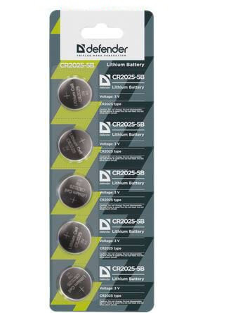 Элемент питания Defender CR2025 - 5 штук в блистере