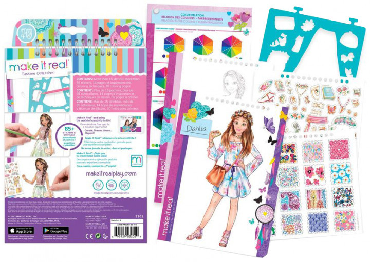 Make It Real Скэтчбук Блокнот с трафаретами для создания Модных дизайнов: Цветочная фантазия - фото 5 - id-p88501122
