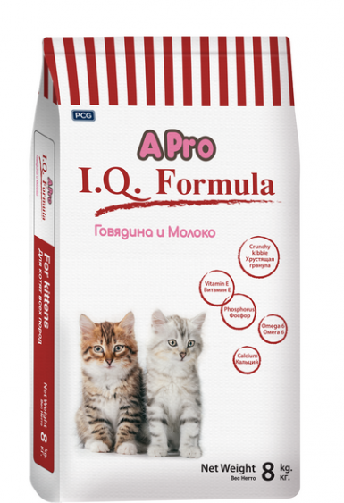 К018 APRO I.Q Formula, корм для котят со вкусом говядины с молоком, уп.8кг.