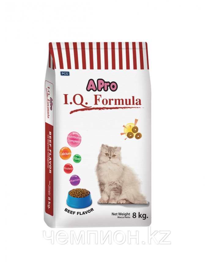 А058 APRO I.Q Formula, корм для кошек со вкусом говядины, уп. 8 кг. - фото 1 - id-p88502602