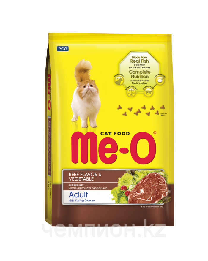 А0515 Meo-O, корм для взрослых кошек, говядина с овощами, уп.15 кг.