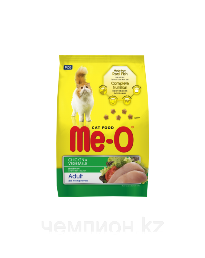 N31200 Meo-O, корм для взрослых кошек, курица с овощами, уп.200 гр.