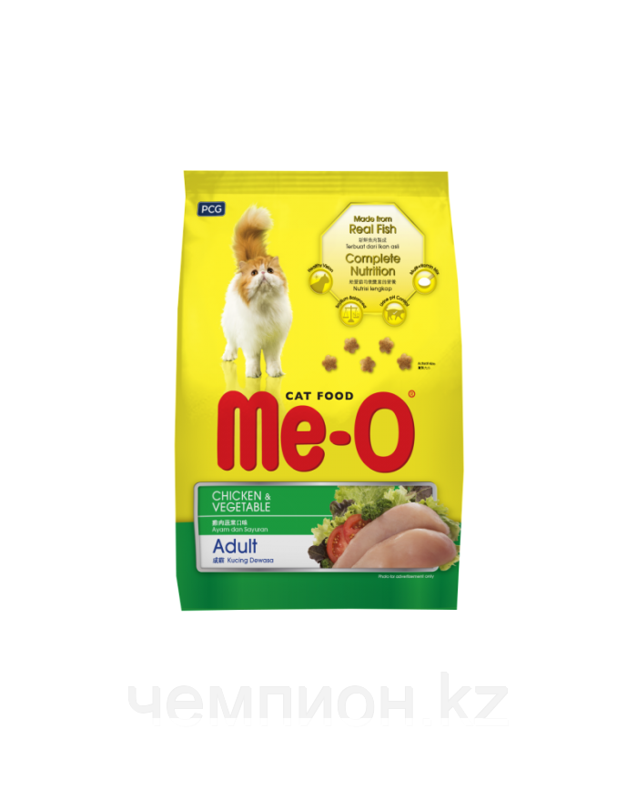 А06450 Meo-O, корм для взрослых кошек, курица с овощами, уп.450 гр.
