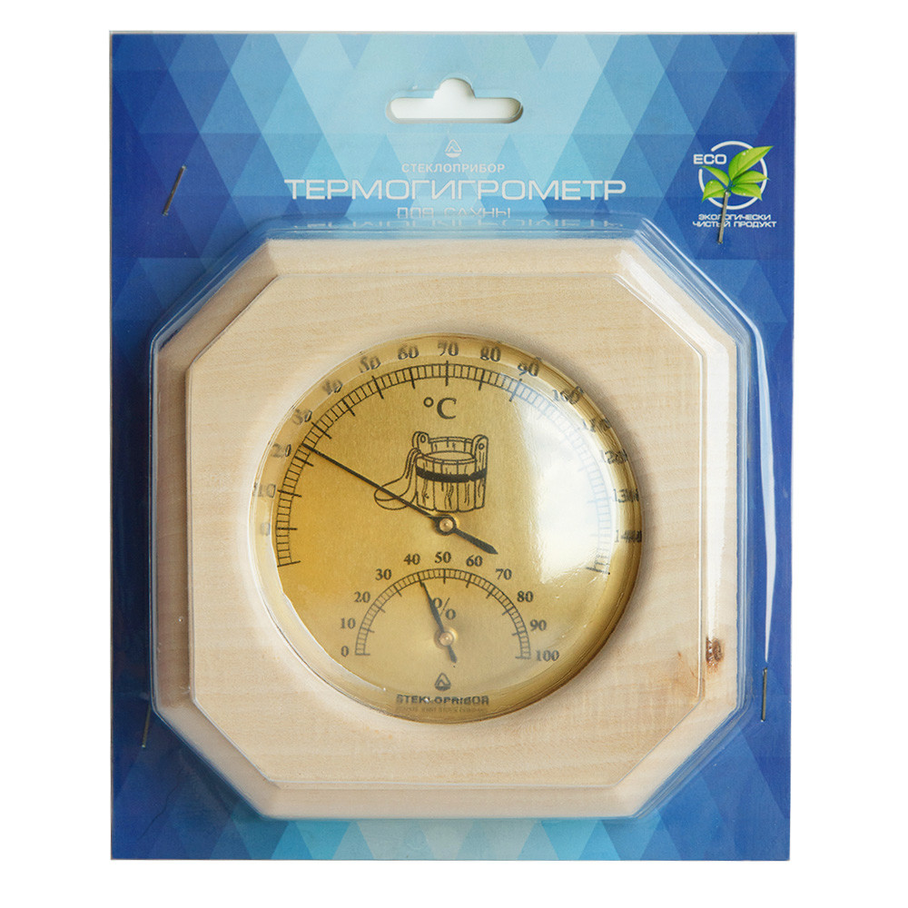 Термогигрометр для сауны Стеклоприбор ТГС-1 (термометр от 0 до +140°C, гигрометр от 0 до 100%) - фото 1 - id-p88523278