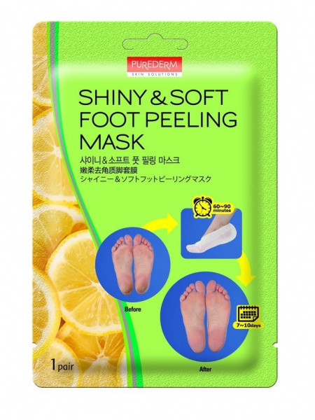 Педикюрные носочки для пилинга 1 пара PUREDERM Shiny & Soft Foot Peeling Mask