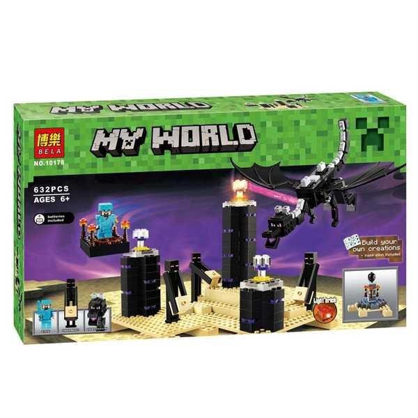 Bela My World 10178 Конструктор Майнкрафт Дракон Края т, 632 деталей (Аналог LEGO 21117)