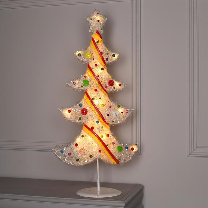 Фигура текстиль "Ёлка с шариками", 25 LED, 80 см, от батареек (не в компл)