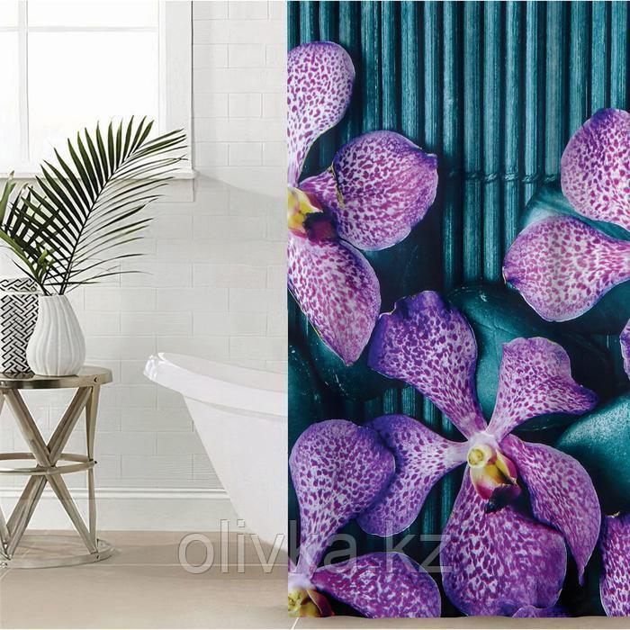 Штора для ванной комнаты Доляна «Камни и цветы», 180×180 см, полиэстер