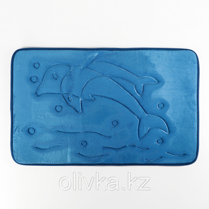 Коврик Доляна «Дельфины», 50×80 см, цвет синий