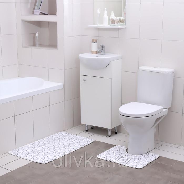Набор ковриков для ванны и туалета Доляна «Винель», 2 шт: 40×50, 50×80 см, цвет МИКС