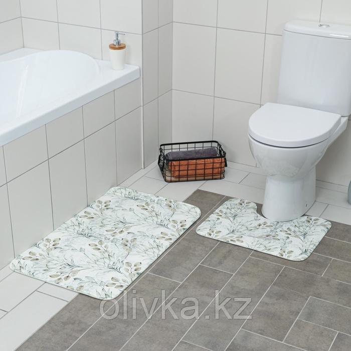 Набор ковриков для ванны и туалета Доляна «Мира», 2 шт: 79×50, 50×39 см