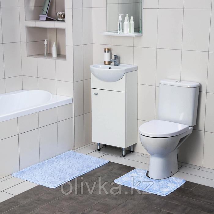 Набор ковриков для ванны и туалета SHAHINTEX «Актив», 2 шт: 50×80, 50×40 см, цвет голубой