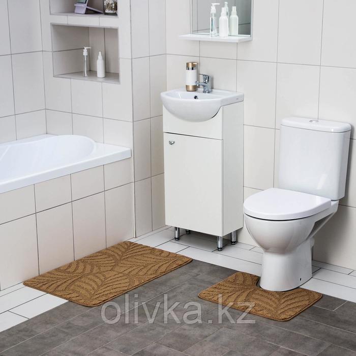 Набор ковриков для ванны и туалета SHAHINTEX «Актив», 2 шт: 50×80, 50×40 см, цвет капучино