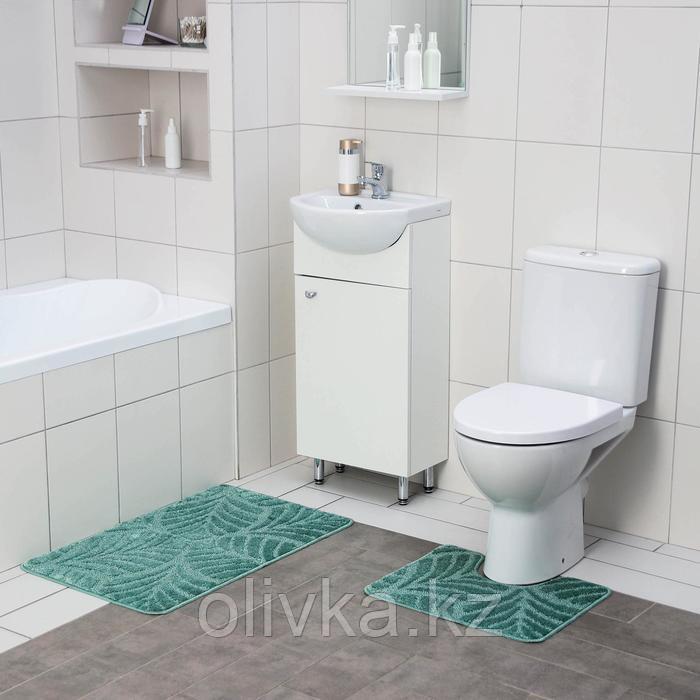 Набор ковриков для ванны и туалета SHAHINTEX «Актив», 2 шт: 50×80, 50×40 см, цвет зелёный
