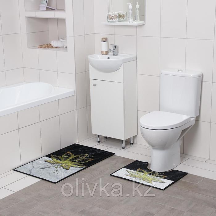 Набор ковриков для ванны и туалета Доляна «Ниа», 2 шт: 50×80, 50×40 см