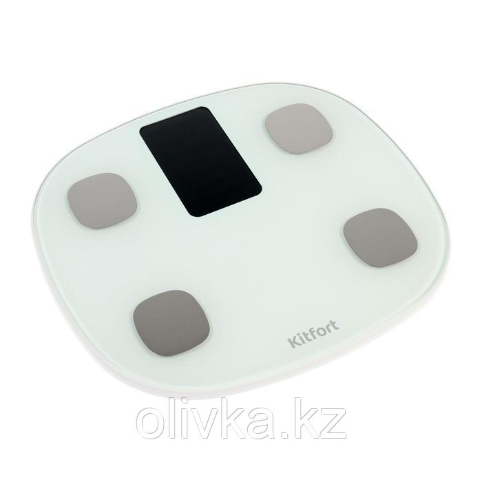 Весы напольные Kitfort КТ-808, электронные, до 180 кг, Bluetooth, 4хААА, белые