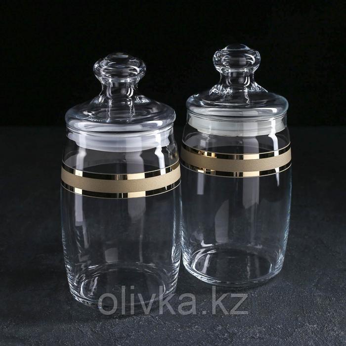 Набор банок для сыпучих продуктов GiDGLASS Ring, 1,1 л, 2 шт, с гравировкой и напылением, в упаковке