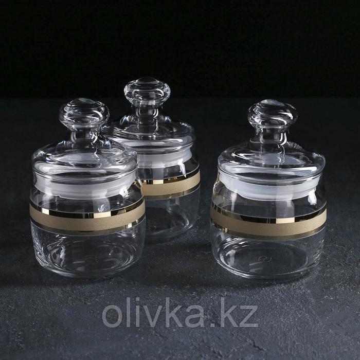 Набор банок для сыпучих продуктов GiDGLASS Ring, 650 мл, 3 шт, с гравировкой и напылением, в упаковке