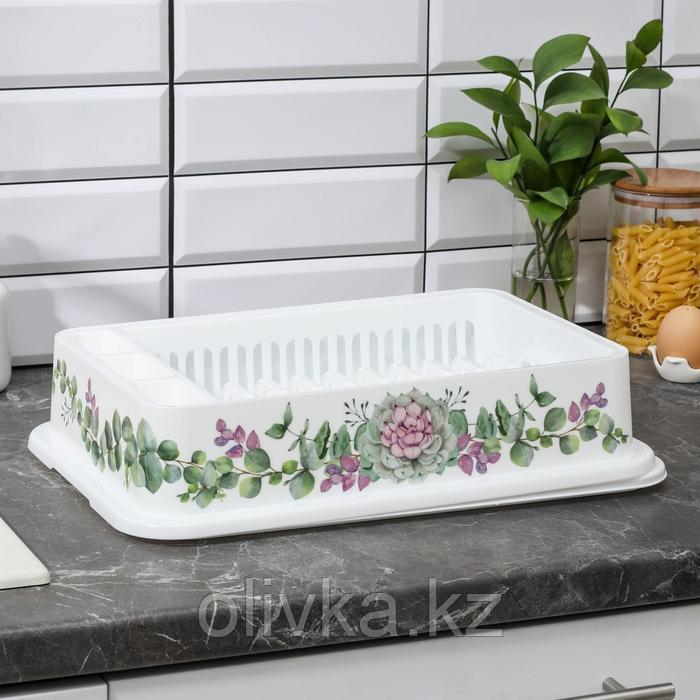 Сушилка для посуды IDEA «Деко. Каменная роза», 40×26×9 см, цвет белый
