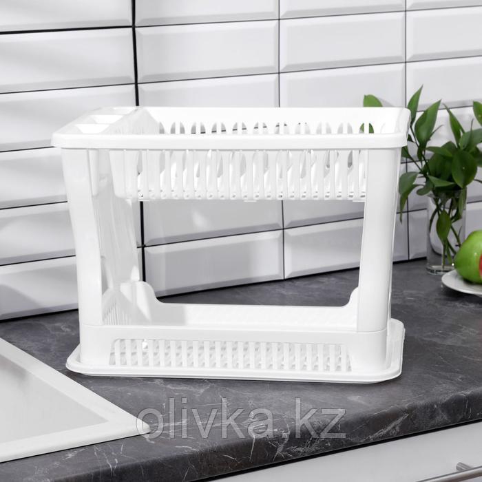 Сушилка для посуды 2-х ярусная IDEA, 42×27×32 см, цвет белый