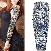 Временное тату полный рукав с узором черный QB-3010 15х43 см